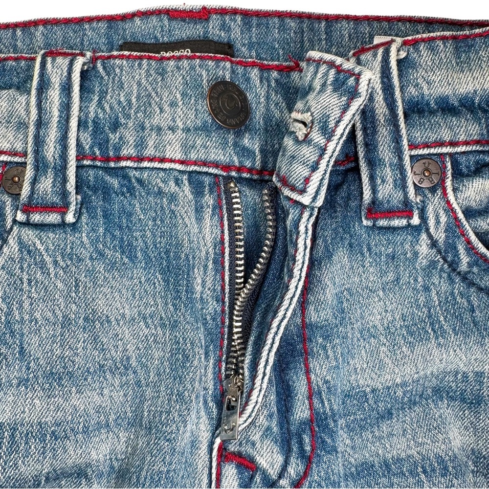 True Religion Mens Rocco Big T Relaxed Skinny Jeans 32x31 Red Stitch Y2K Stretch - Picture 11 of 14